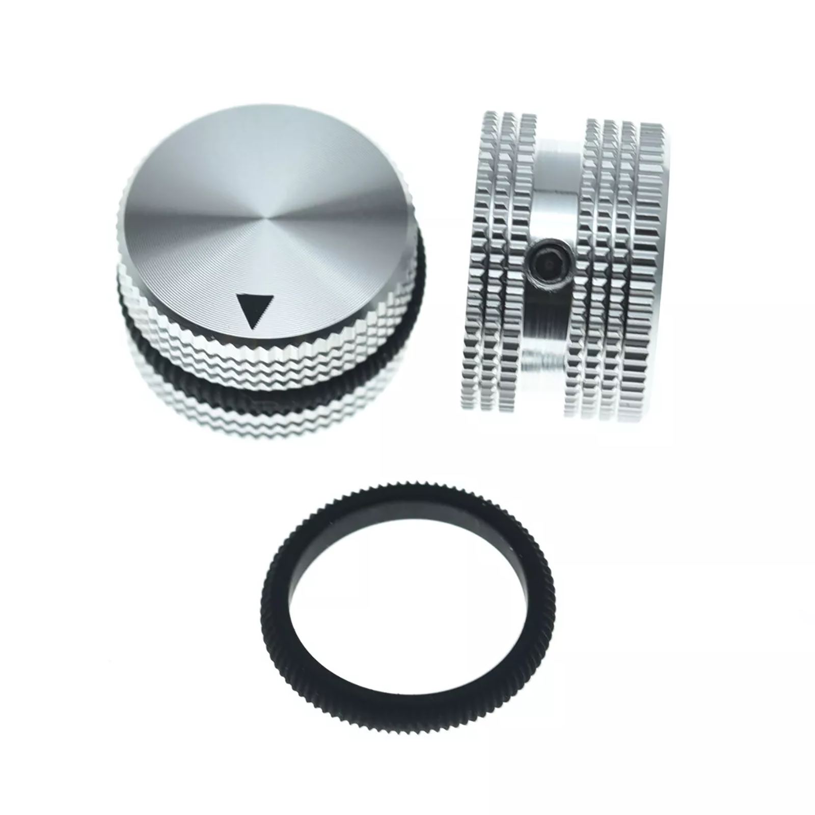 Metal Control Knobs - 25mm with Rubber O-Ring for Guitars, Basses & Amps (Set of 4) - Ploutone