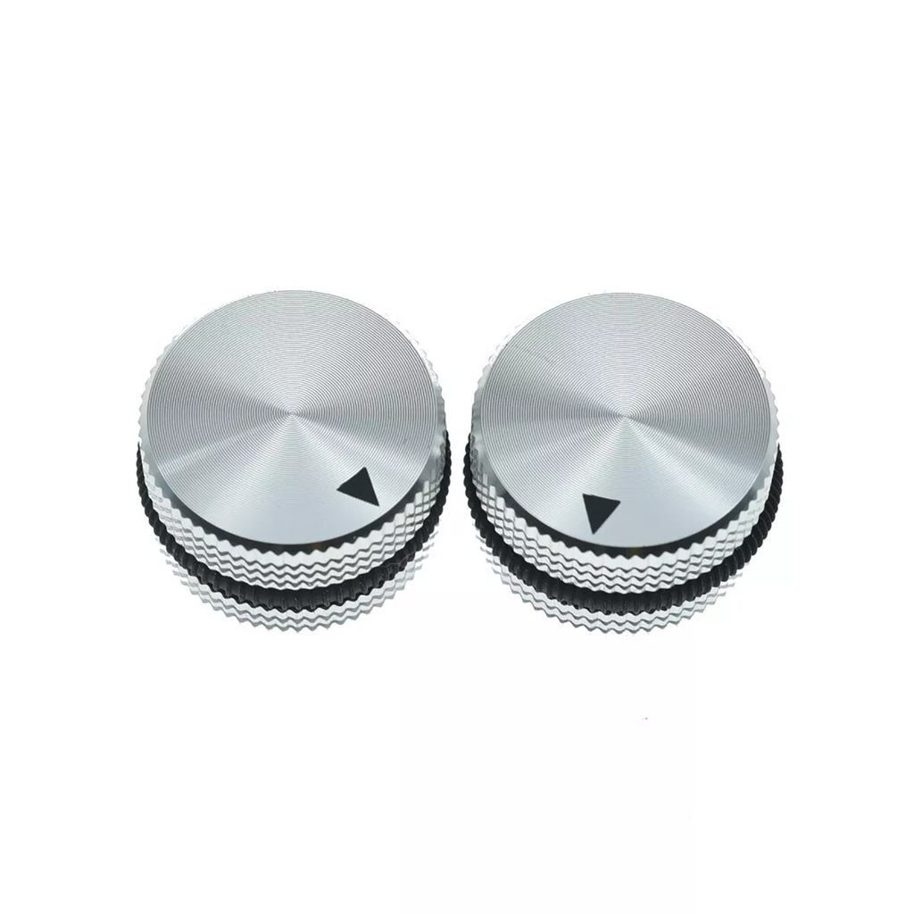 Metal Control Knobs - 25mm with Rubber O-Ring for Guitars, Basses & Amps (Set of 4) - Ploutone