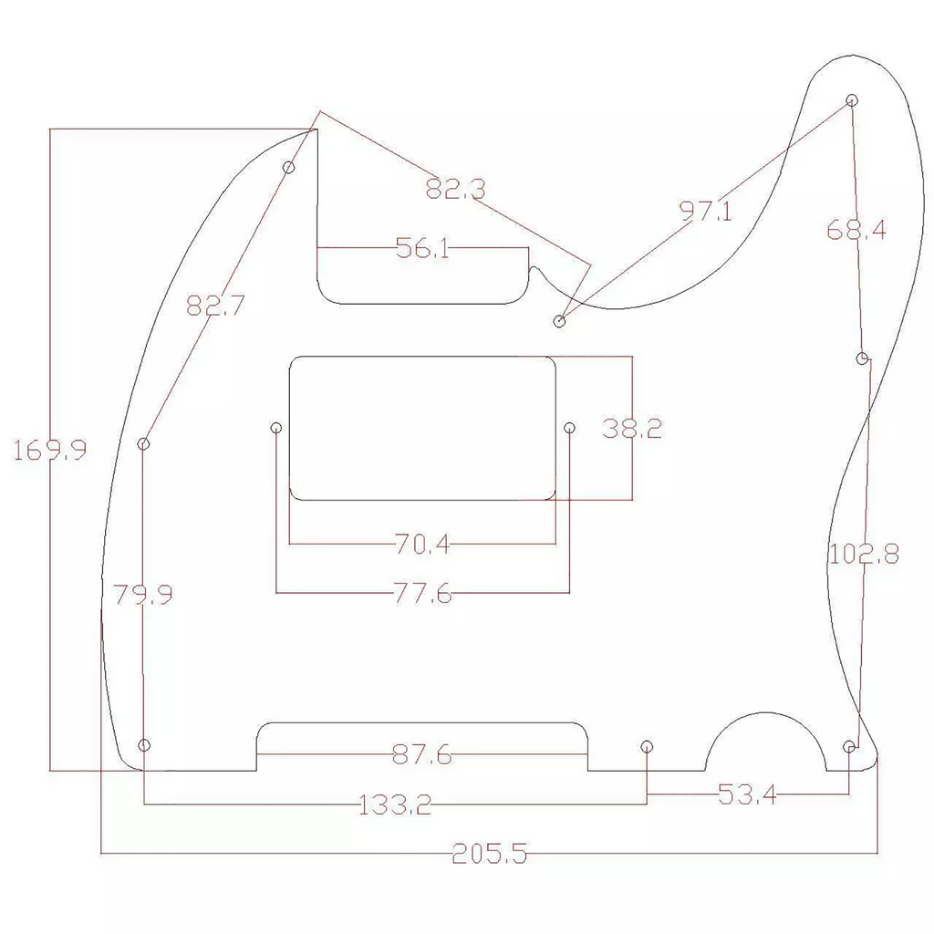 Metal Humbucker Telecaster Pickguard & Control Plate - Aluminum - Ploutone