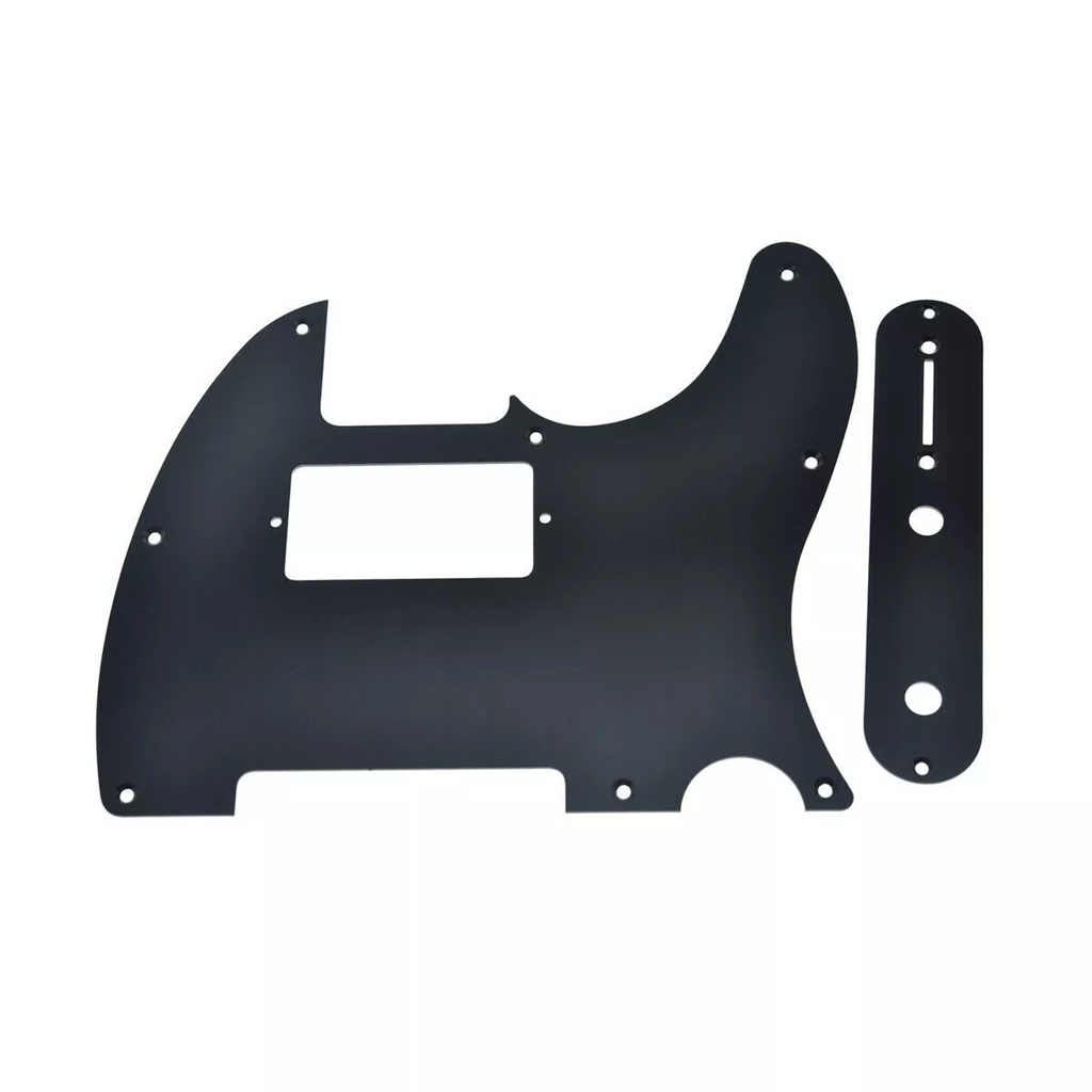 Metal Humbucker Telecaster Pickguard & Control Plate - Black Aluminum - Ploutone