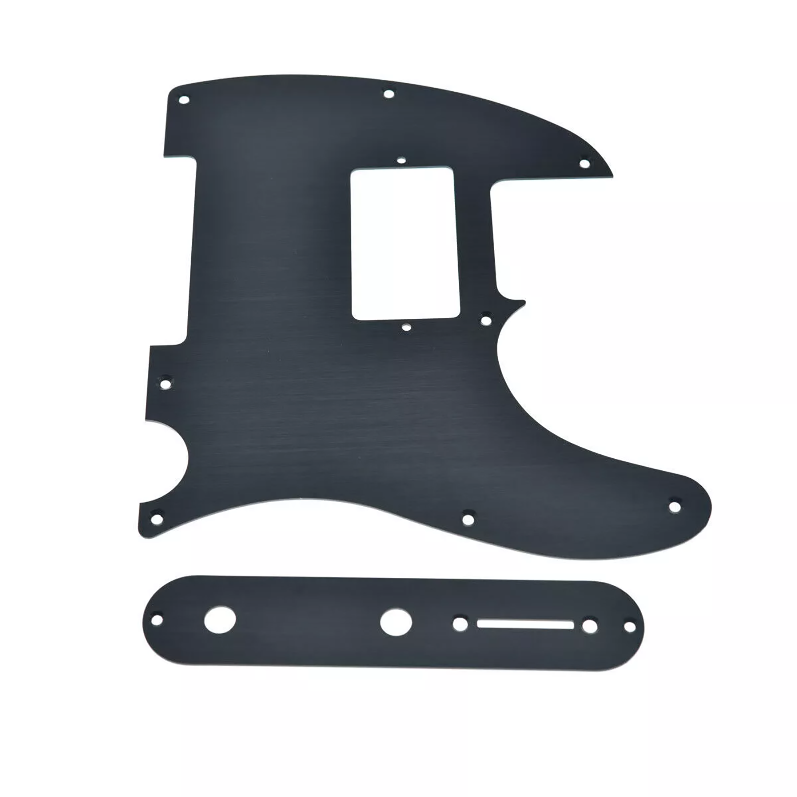 Metal Humbucker Telecaster Pickguard & Control Plate - Black Aluminum - Ploutone