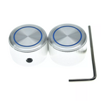 Metal Pot Knobs with Blue Circle - 1/4" for Guitars, Basses & Amps (Set of 2) - Ploutone