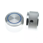 Metal Pot Knobs with Blue Circle - 1/4" for Guitars, Basses & Amps (Set of 2) - Ploutone