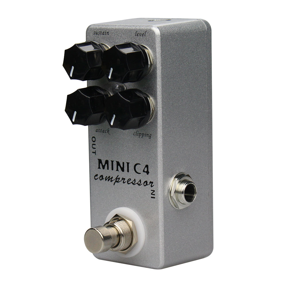Mosky Mosky Mini C4 Compressor Guitar Effect Pedal True Bypass, Size: 94, Silver