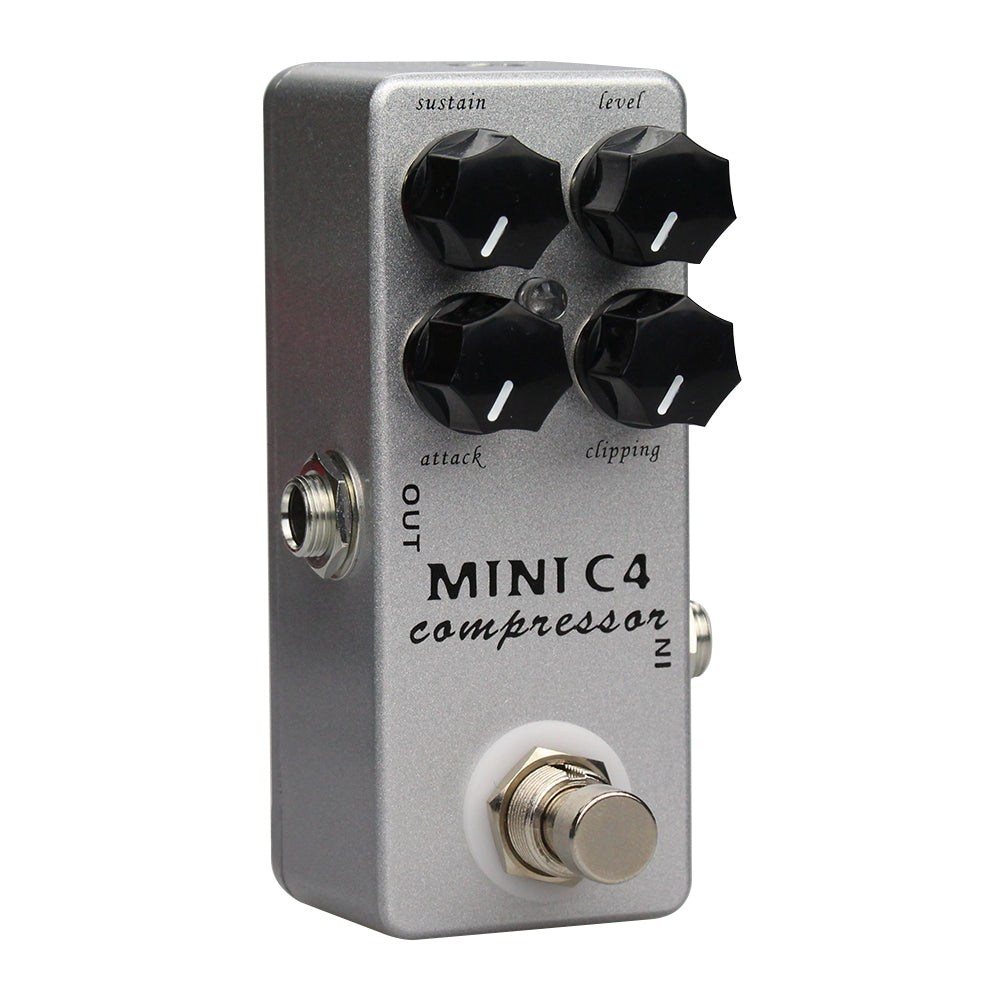 Mosky Mosky Mini C4 Compressor Guitar Effect Pedal True Bypass, Size: 94, Silver