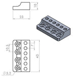 Nova Guitar Parts 6-String Multi-Scale Headless Guitar Bridge - Ploutone