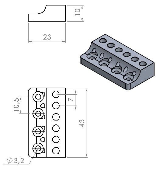 Nova Guitar Parts 6-String Multi-Scale Headless Guitar Bridge - Ploutone