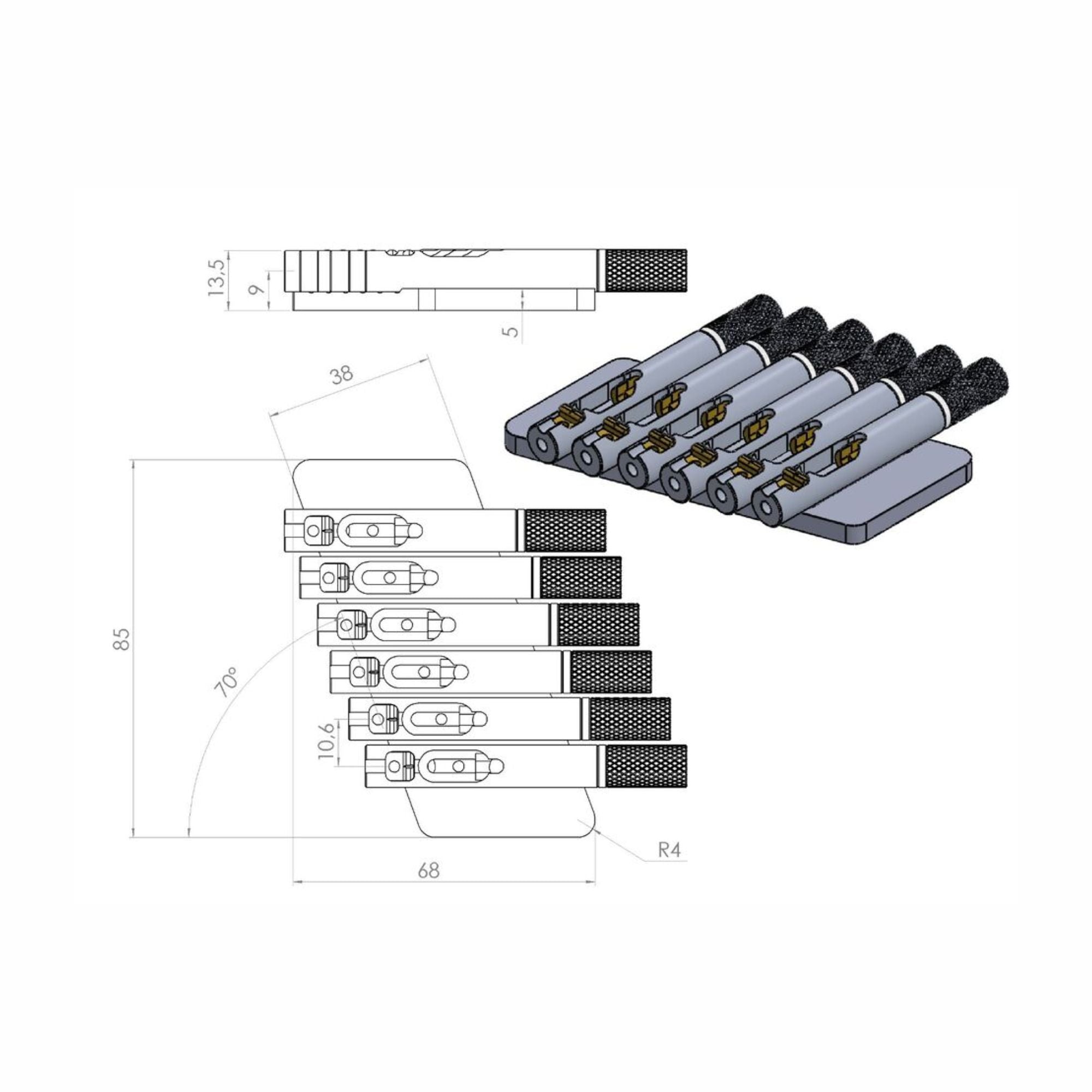 Nova Guitar Parts 6-String Multi-Scale Headless Guitar Bridge - Ploutone