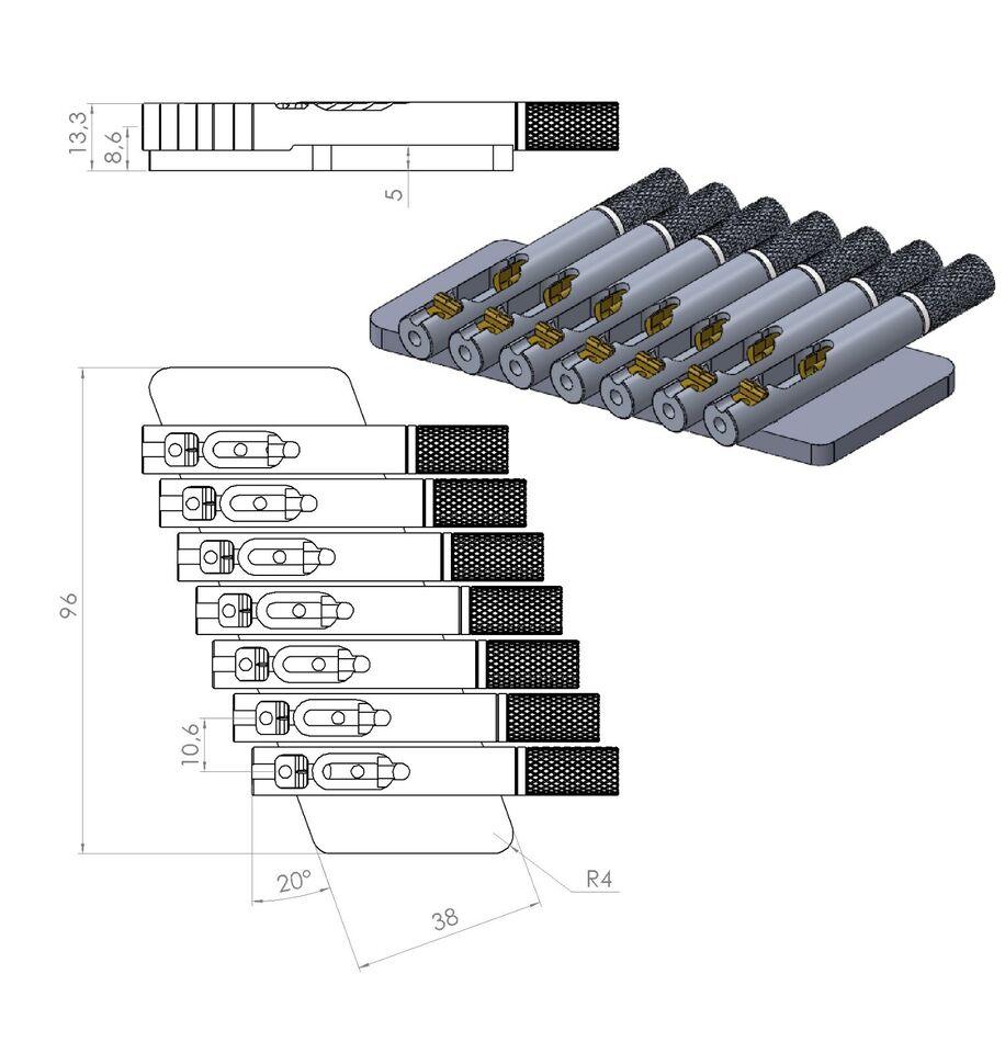 Nova Guitar Parts 7-String Multi-Scale Headless Guitar Bridge - Ploutone