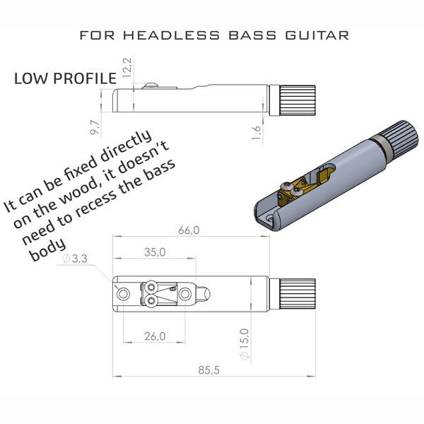 Nova Guitar Parts Single String Headless Bass Bridge Guitar Fittings and Parts from Ploutone