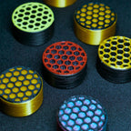 Opus Guitar Pedal Footswitch Topper(Set of 2) - Black and Gold Honeycomb - Ploutone