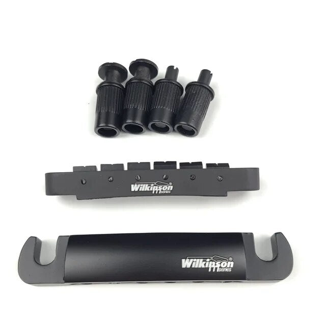 Wilkinson WOGT1 & WOGB2 Tune-O-Matic Bridge for LP Guitar (Bridge & Tailpiece) Black - Ploutone