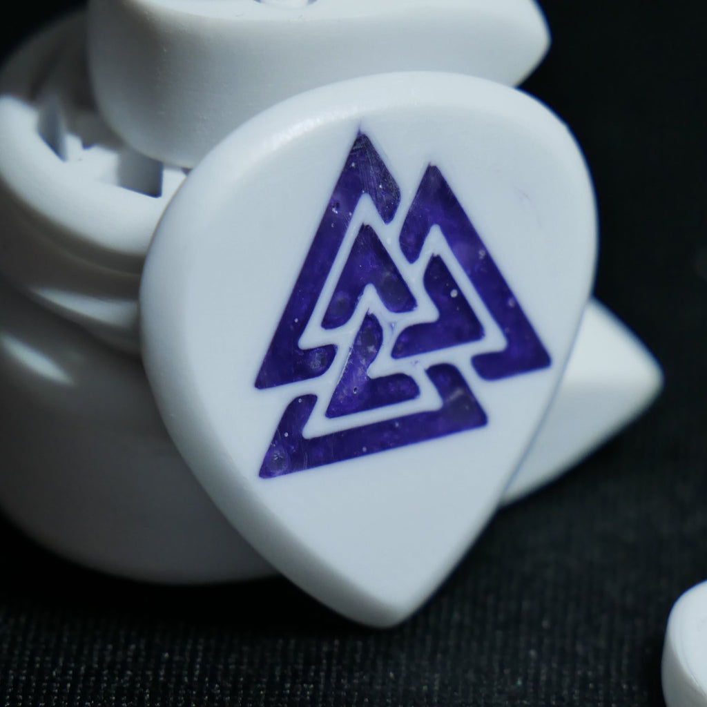 Opus Magnus VALKORE™ - 4mm Purple Valknut Handmade Guitar Pick - Ploutone