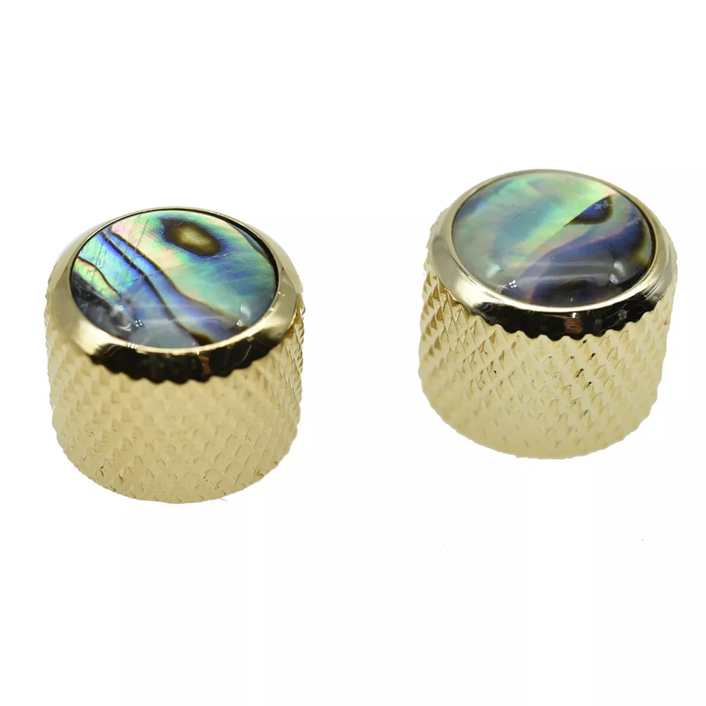 P-Bass & Telecaster Abalone Top Dome Knobs - Gold (Set of 2) Knobs from Ploutone
