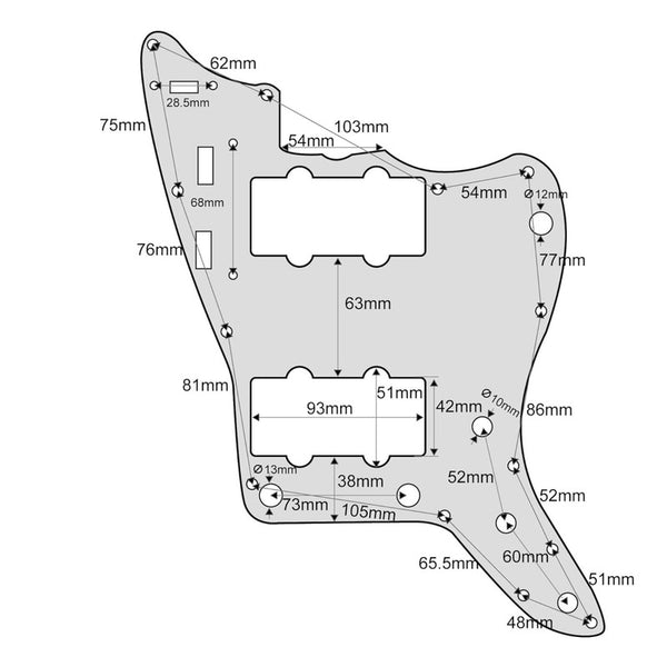 13-Hole Jazzmaster Pickguard - 3-Ply White Pickguards from Ploutone