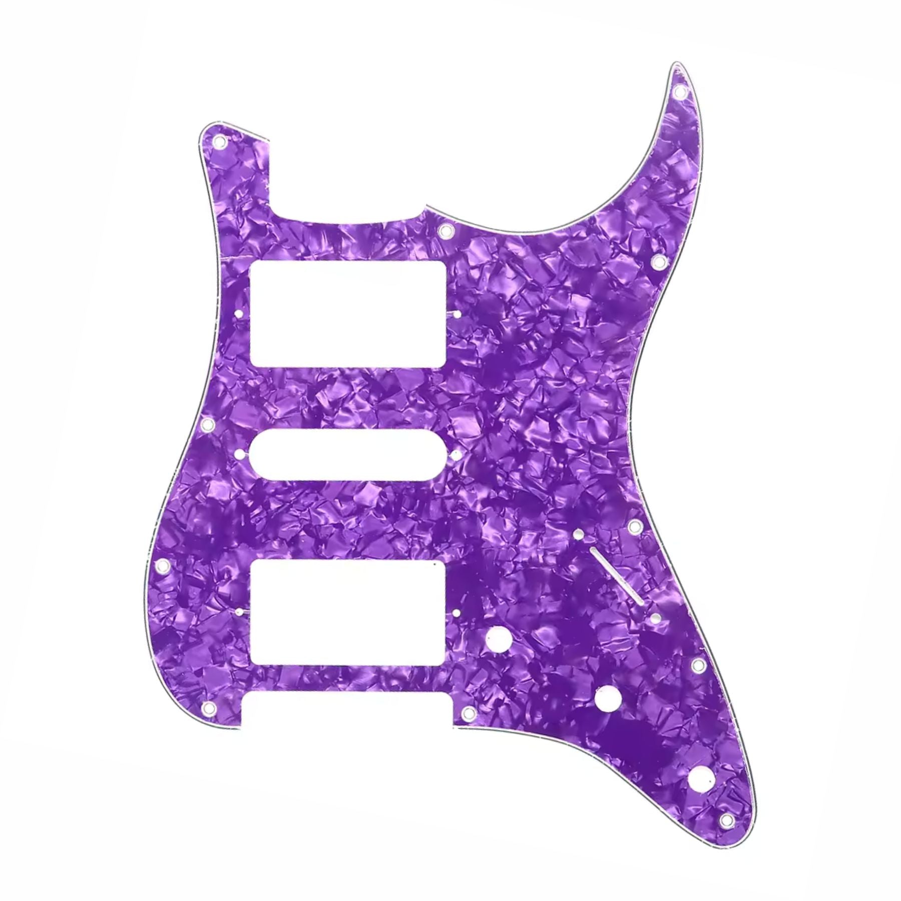 11-Hole HSH Strat Pickguard (Square Corner) - 15+ Colors 4-Ply Purple Pearl - Ploutone