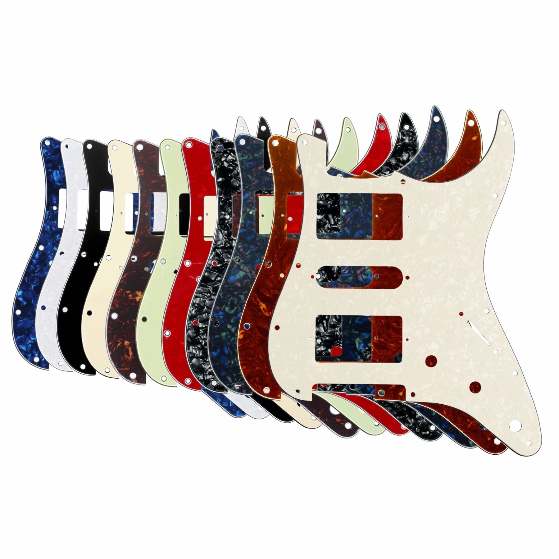 11-Hole HSH Strat Pickguard (Square Corner) - 15+ Colors - Ploutone