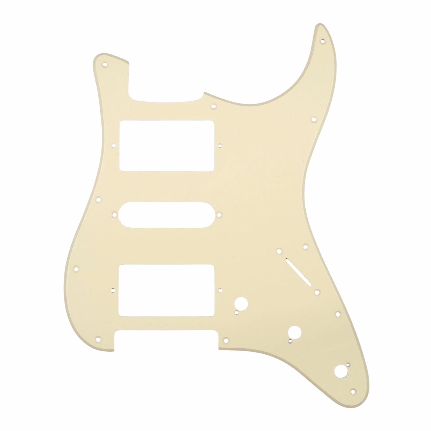 11-Hole HSH Strat Pickguard (Square Corner) - 15+ Colors 1-Ply Cream - Ploutone