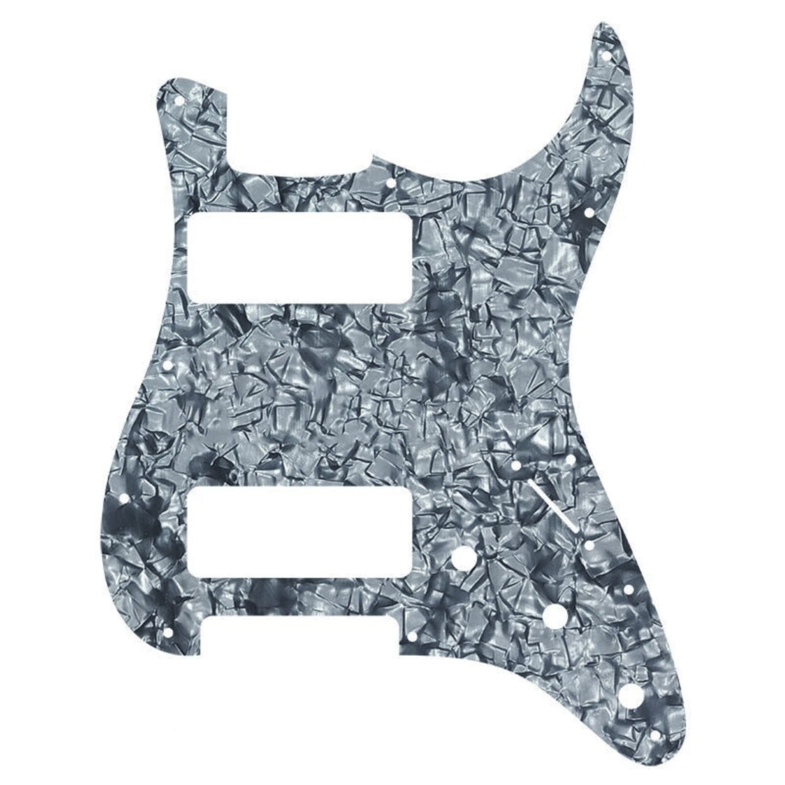 11-Hole Dual P90 Strat Pickguard - 25+ Colors 3-Ply Gray Pearl - Ploutone