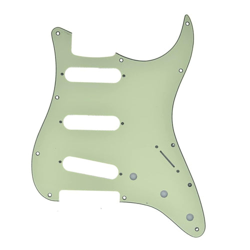 11-Hole Strat Pickguard SSS - 3-Ply Mint Green - Ploutone