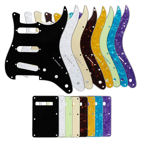 11-Hole SSS Strat Pickguard and Matching Back Plate - 20+ Colors - Ploutone