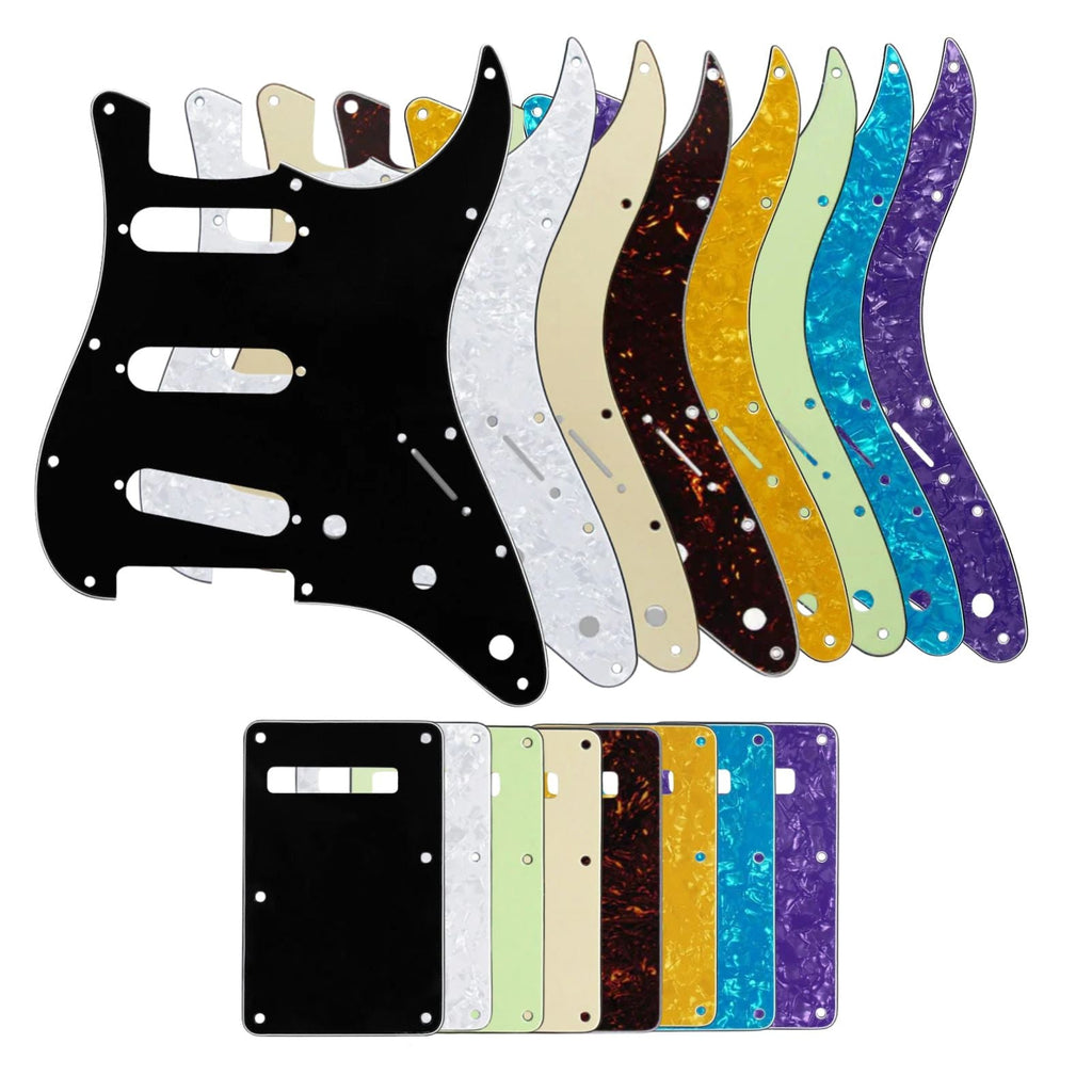 11-Hole SSS Strat Pickguard and Matching Back Plate - Multiple Colors SSS Strat Pickguards from Ploutone