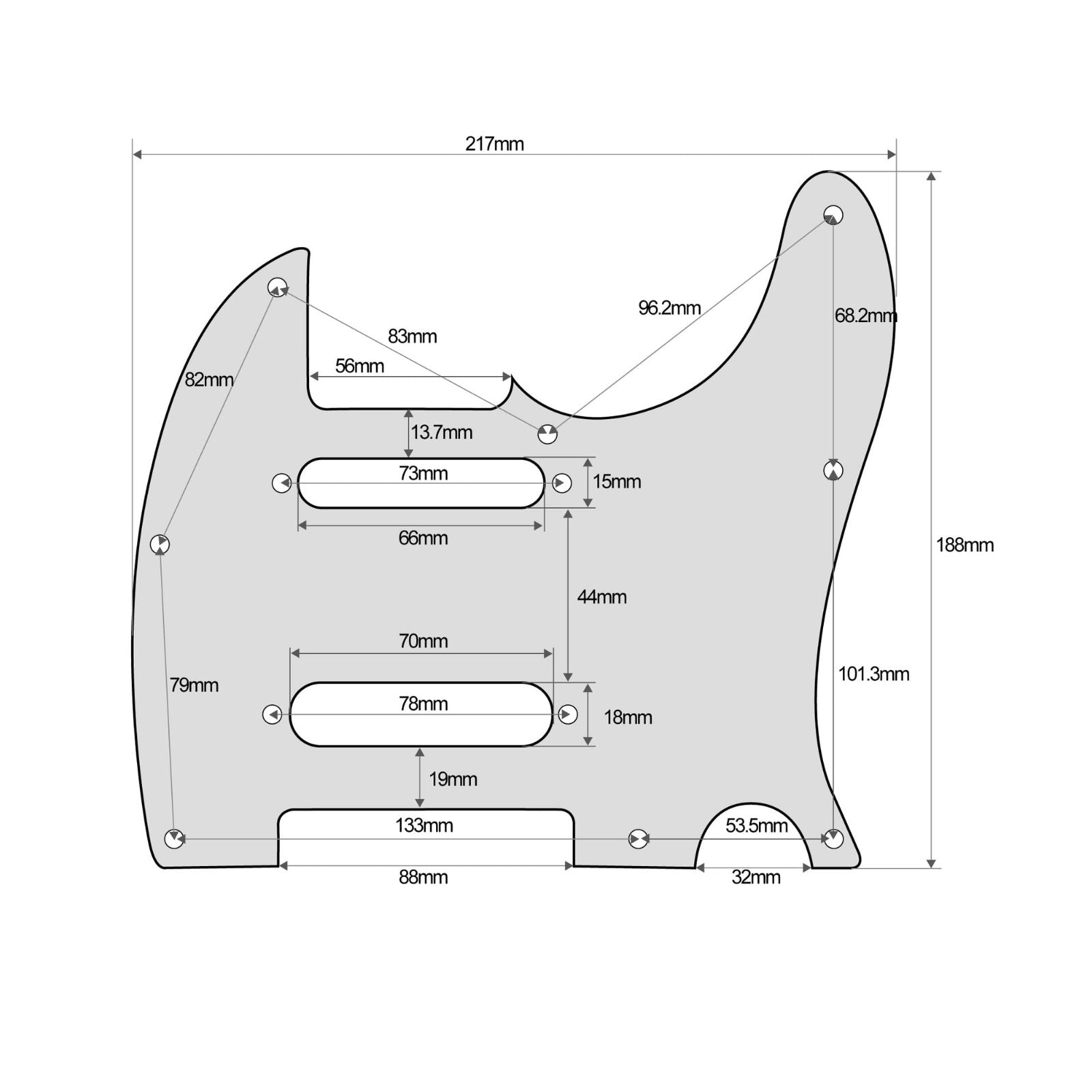 Nashville Telecaster Pickguard 8-Hole SSS - 4-Ply Abalone Pearl - Ploutone