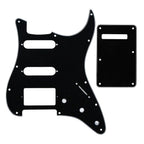 11-Hole HSS Strat Pickguard and Matching Back Plate - 20+ Colors 3-Ply Black - Ploutone