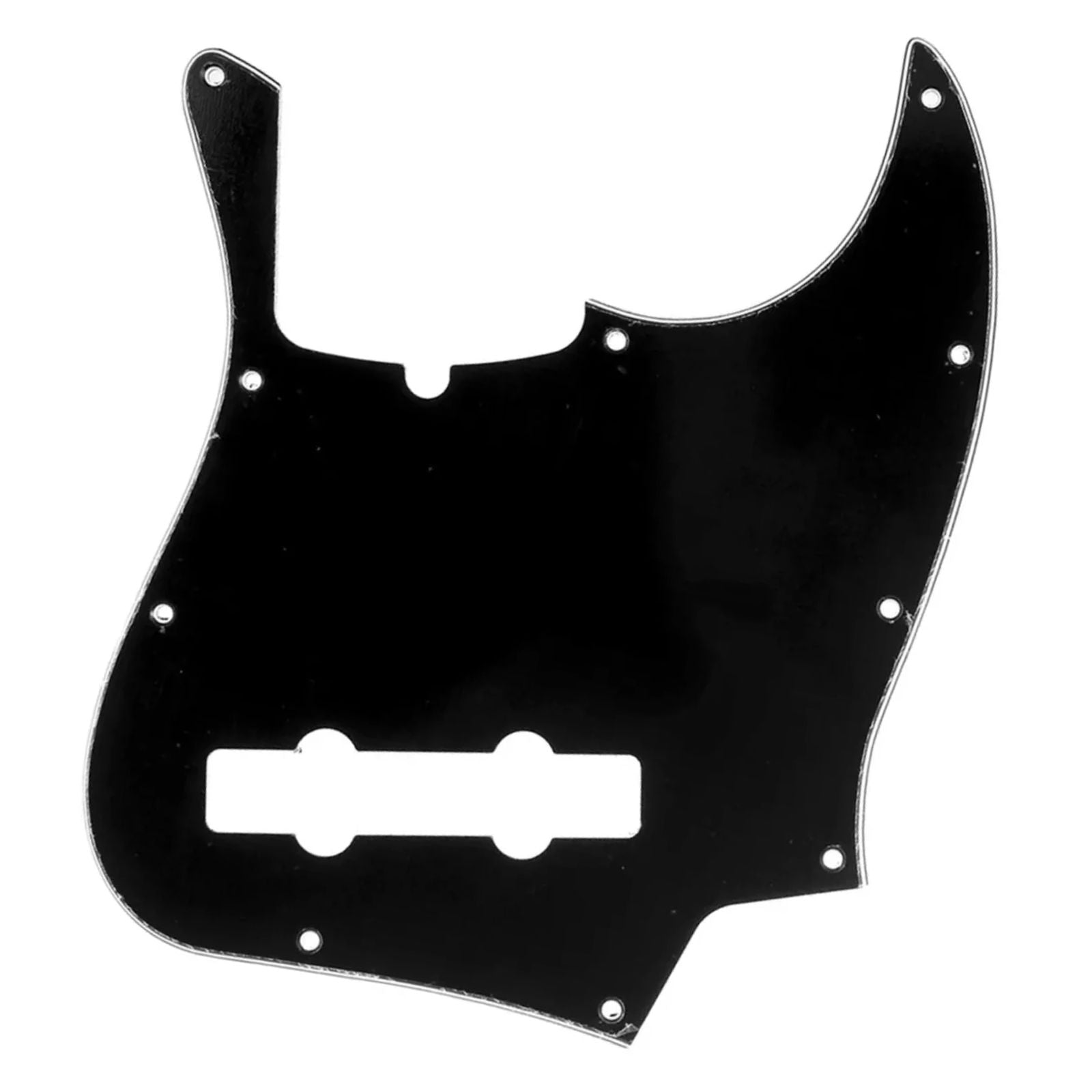 5-String Jazz Bass Pickguard - Fits Fender American, Standard, Deluxe (10-Hole) - 30+ Colors 3-Ply Black - Ploutone