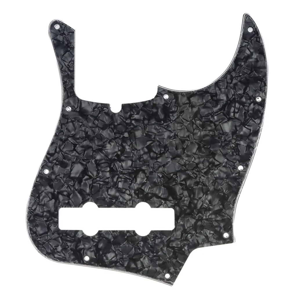 5-String Jazz Bass Pickguard - Fits Fender American, Standard, Deluxe (10-Hole) - 30+ Colors 4-Ply Black Pearl - Ploutone