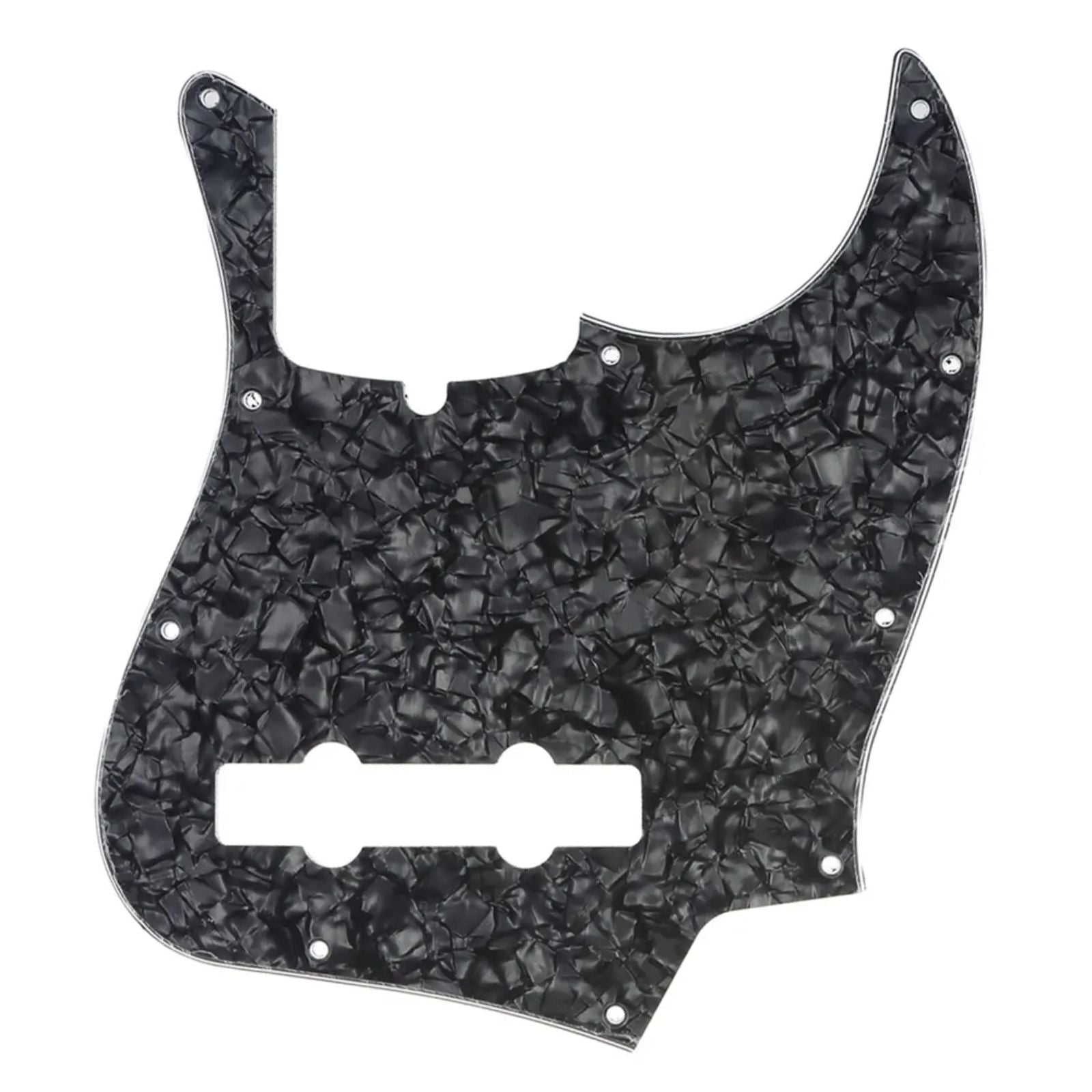 5-String Jazz Bass Pickguard - Fits Fender American, Standard, Deluxe (10-Hole) - 30+ Colors 4-Ply Black Pearl - Ploutone