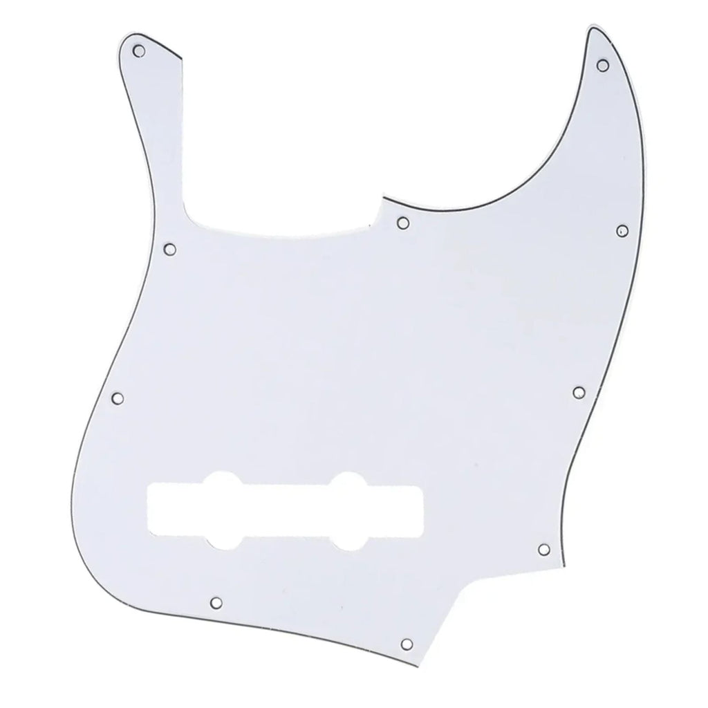 5-String Jazz Bass Pickguard - Fits Fender American, Standard, Deluxe (10-Hole) - 3-Ply White - Ploutone