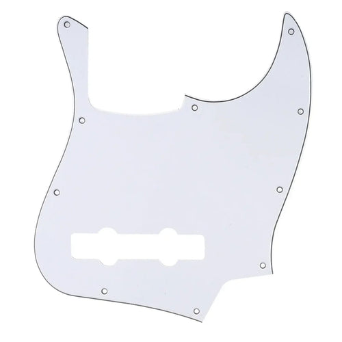 5-String Jazz Bass Pickguard - Fits Fender American, Standard, Deluxe (10-Hole) - 3-Ply White - Ploutone