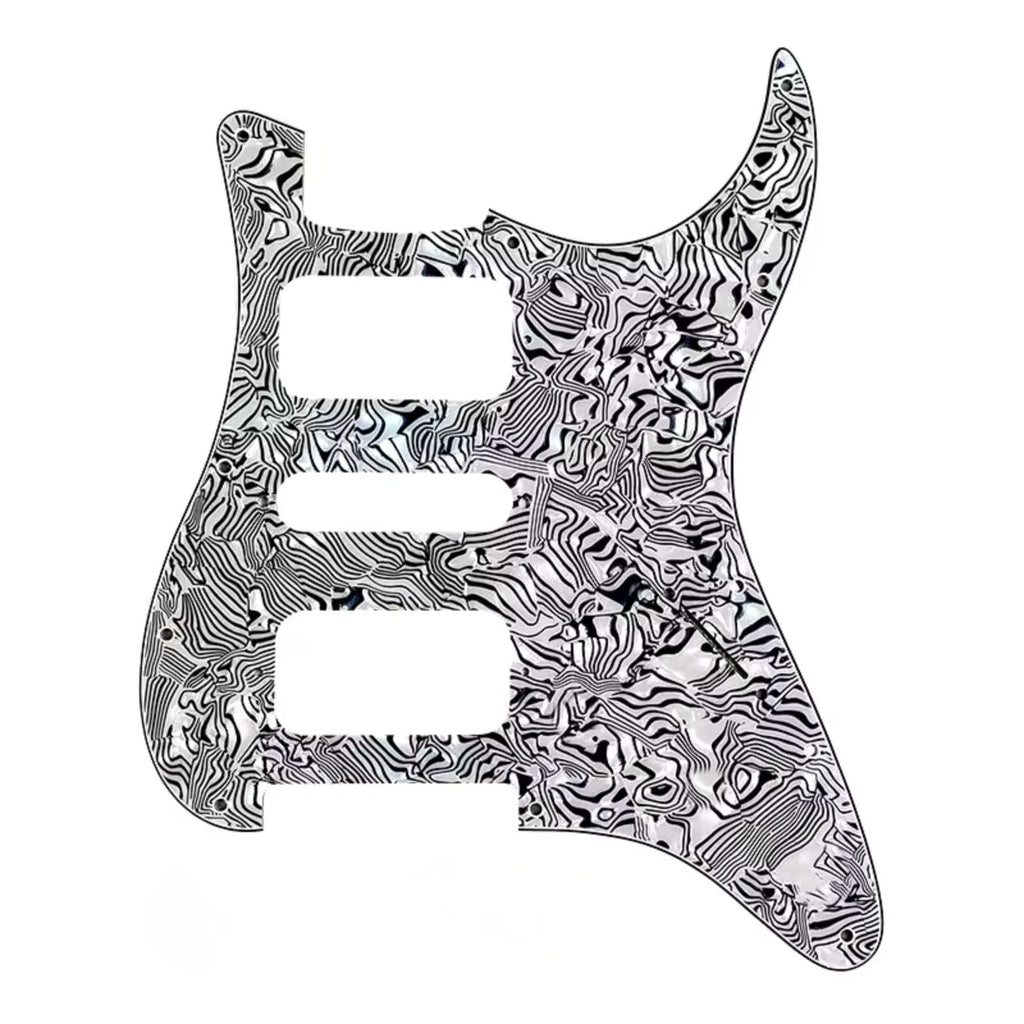 11-Hole HSH Strat Pickguard (No Control Holes) - 20+ Colors 4-Ply White Pearl Shell - Ploutone