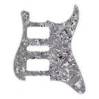 11-Hole HSH Strat Pickguard (No Control Holes) - 20+ Colors 4-Ply White Pearl Shell - Ploutone