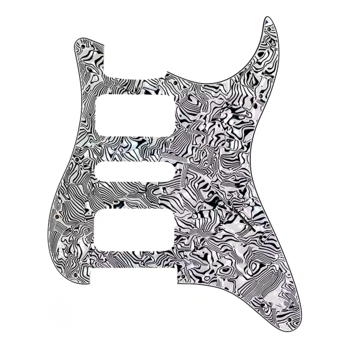 11-Hole HSH Strat Pickguard (No Control Holes) - 20+ Colors 4-Ply White Pearl Shell - Ploutone