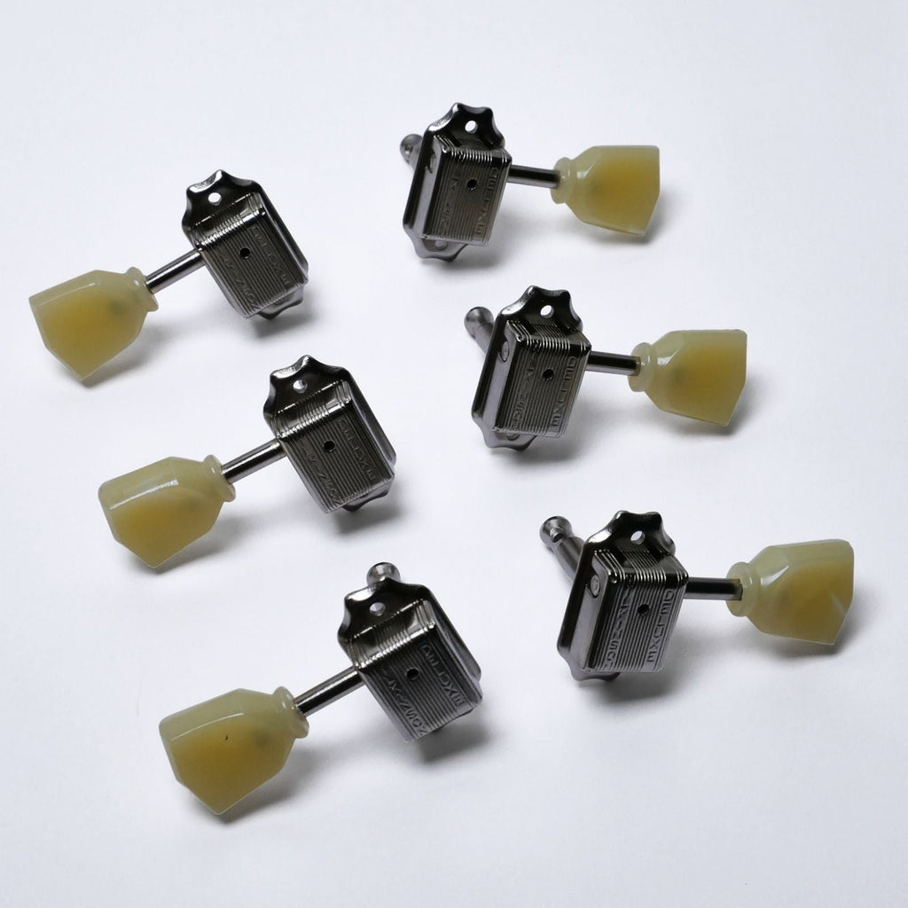 Vintage Keystone Tuners 3+3 (Wilkinson, Nickel) – 15:1 Ratio – Vintage 8.5mm–9mm Holes Tuning Machine Heads from Ploutone