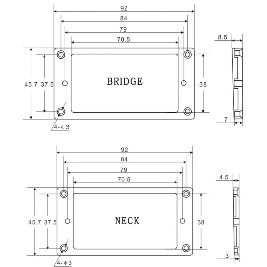 Flat Bottom Humbucker Mounting Pickup Rings Tapered - Cream (Neck & Bridge Set) - Ploutone