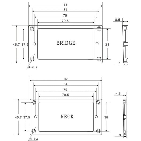 Flat Bottom Humbucker Mounting Pickup Rings Tapered - Cream (Neck & Bridge Set) Guitar Fittings and Parts from Ploutone
