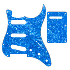 11-Hole SSS Strat Pickguard and Matching Back Plate - 20+ Colors 4-Ply Sky Blue Pearl - Ploutone