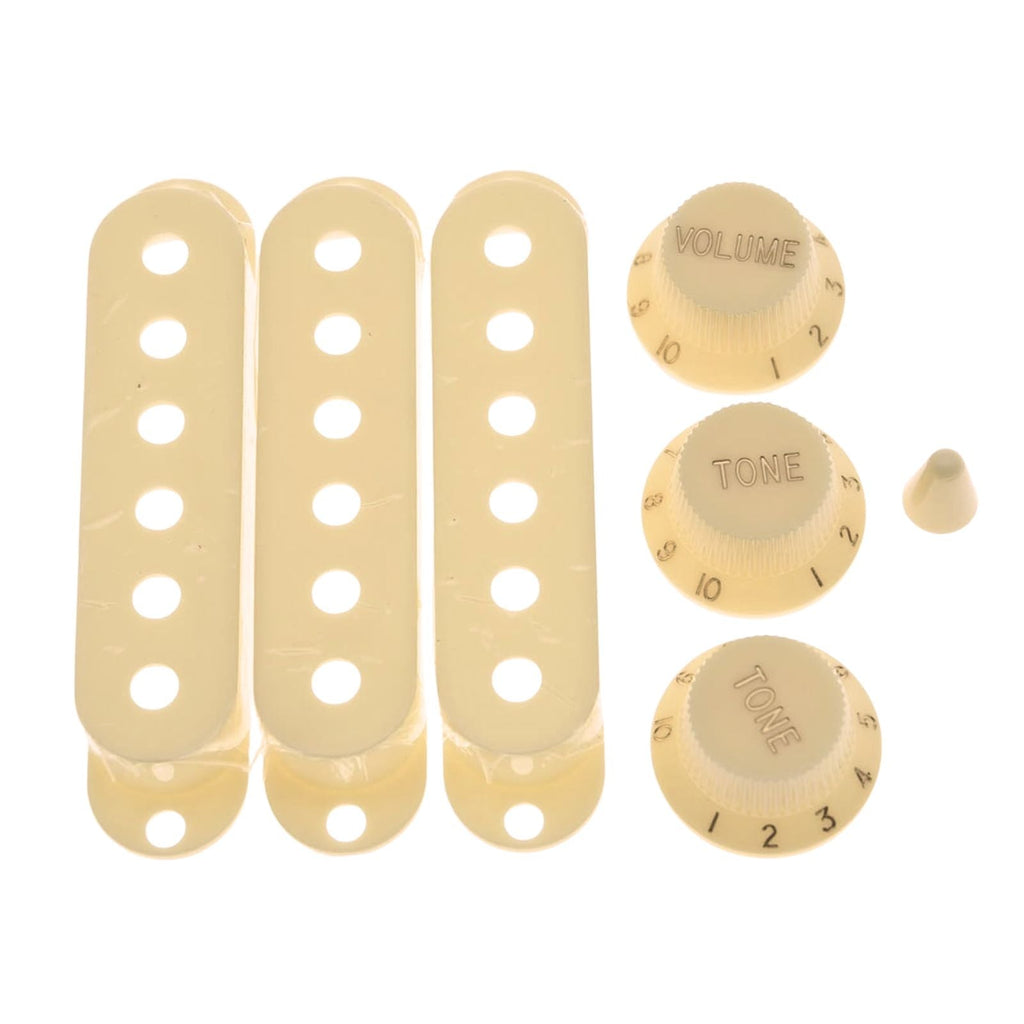 Red Tortoise Stratocaster Pickguard Kit 11-Hole - 4-Ply w/ Cream Knobs, Switch Tips & Pickup Covers - Ploutone
