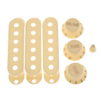 Red Tortoise Stratocaster Pickguard Kit 11-Hole - 4-Ply w/ Cream Knobs, Switch Tips & Pickup Covers - Ploutone