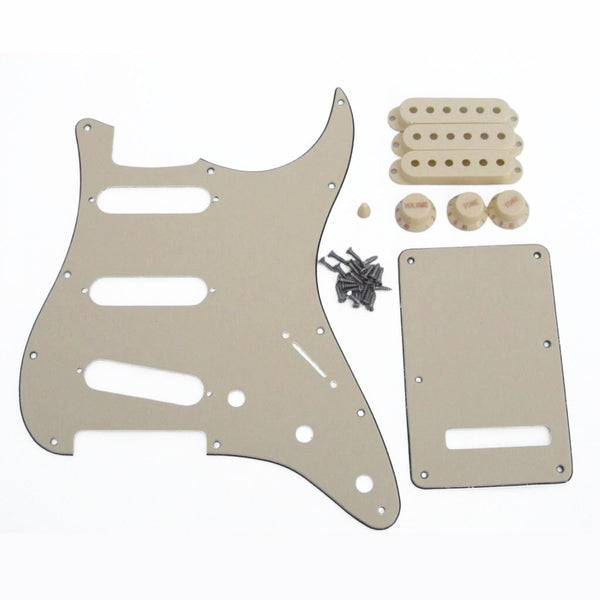 Red Tortoise Stratocaster Pickguard Kit 11-Hole - 4-Ply w/ Cream Knobs, Switch Tips & Pickup Covers guitar pickguards from Ploutone