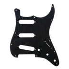 Black Stratocaster Pickguard Kit 11-Hole - 1-Ply w/ Black Knobs, Switch Tips & Pickup Covers - Ploutone