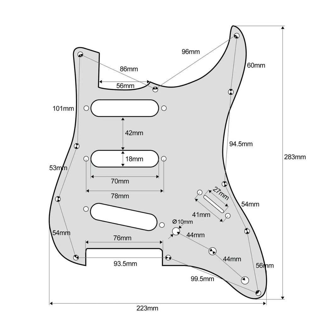 Cream Stratocaster Pickguard Kit 11-Hole - 3-Ply w/ Aged White Knobs, Switch Tips & Pickup Covers - Ploutone