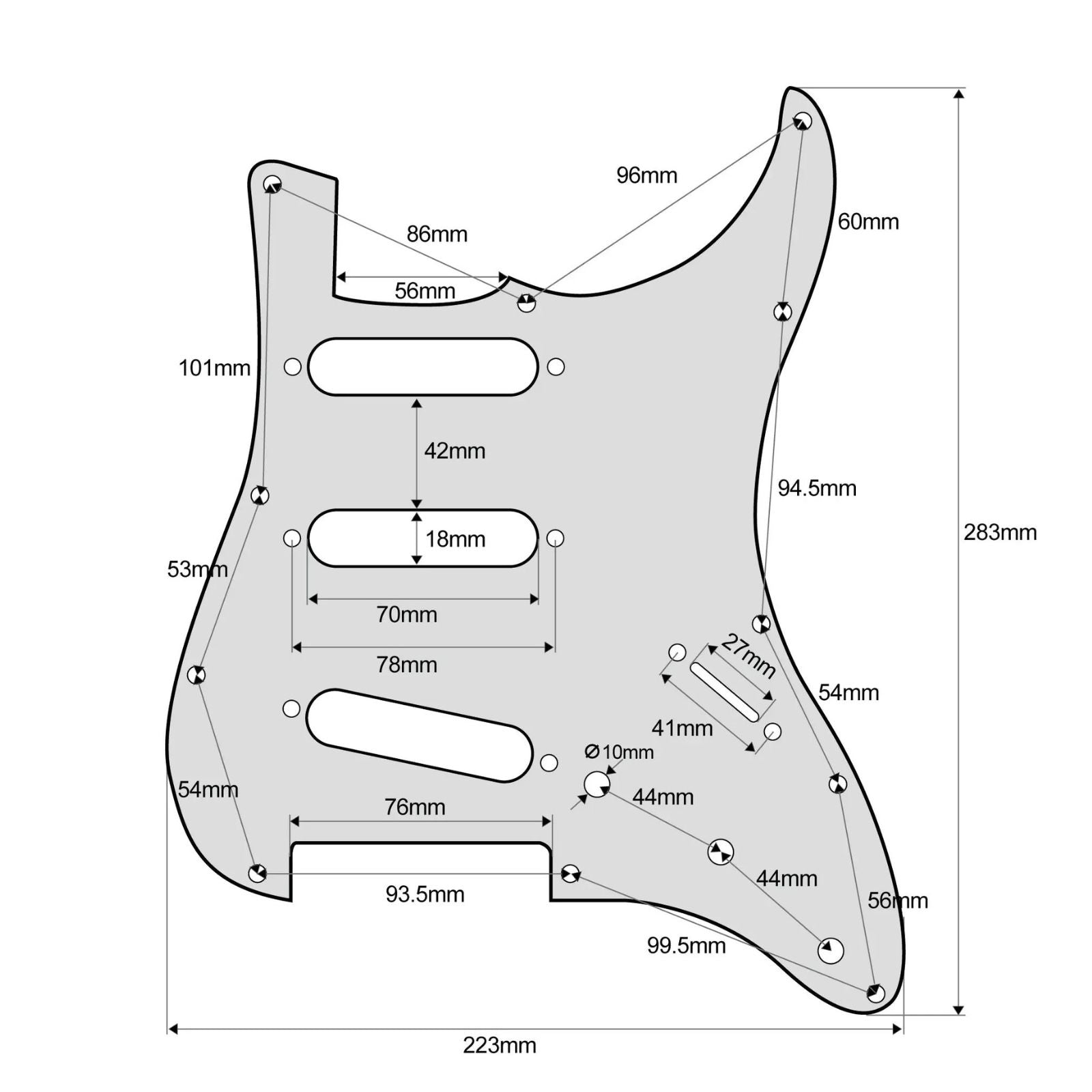 Cream Stratocaster Pickguard Kit 11-Hole - 3-Ply w/ Aged White Knobs, Switch Tips & Pickup Covers - Ploutone