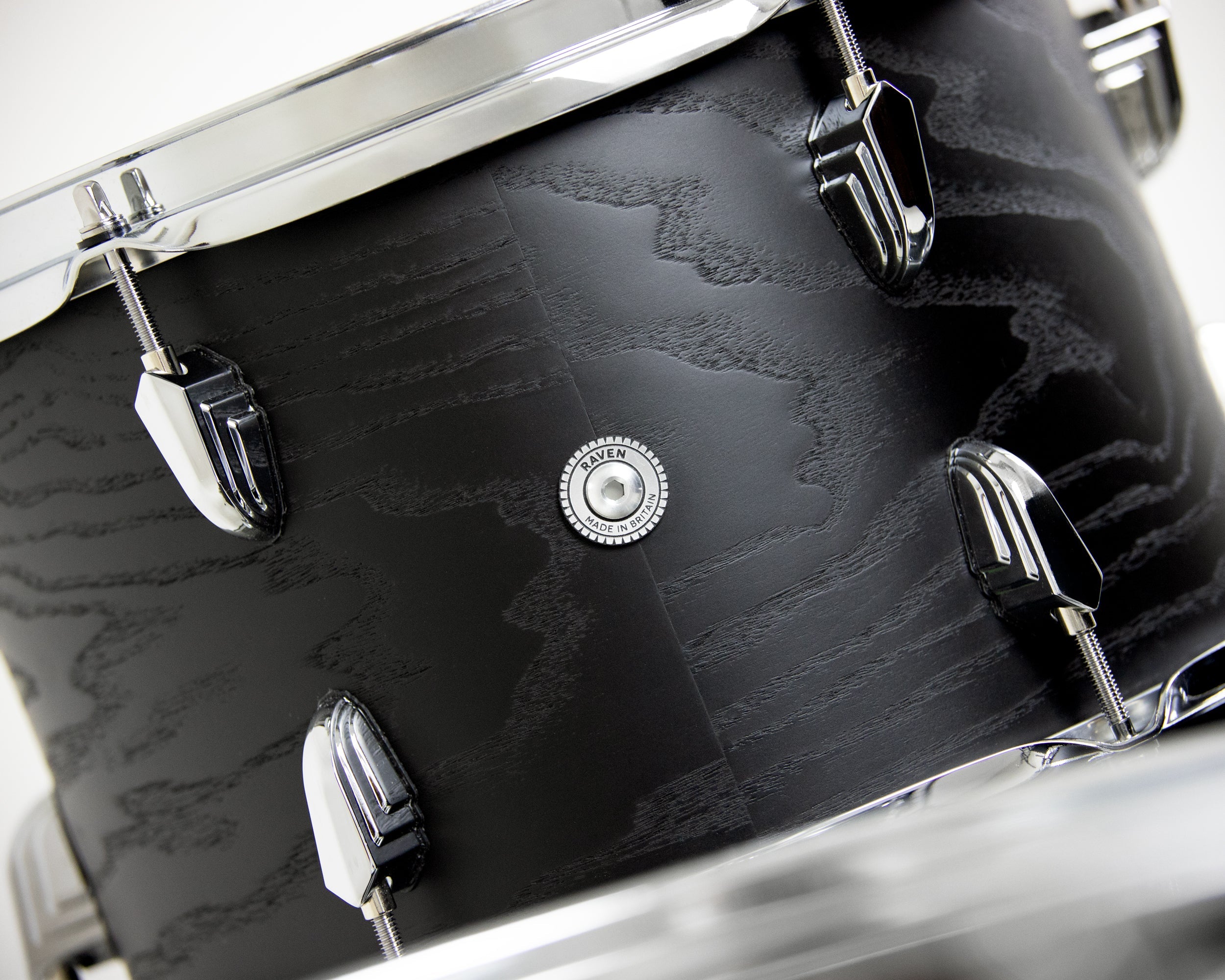 British Drum Co. Raven Series Club 22 Drum Kit - 3pc Birch Shell Pack - Black Ash Satin - Ploutone