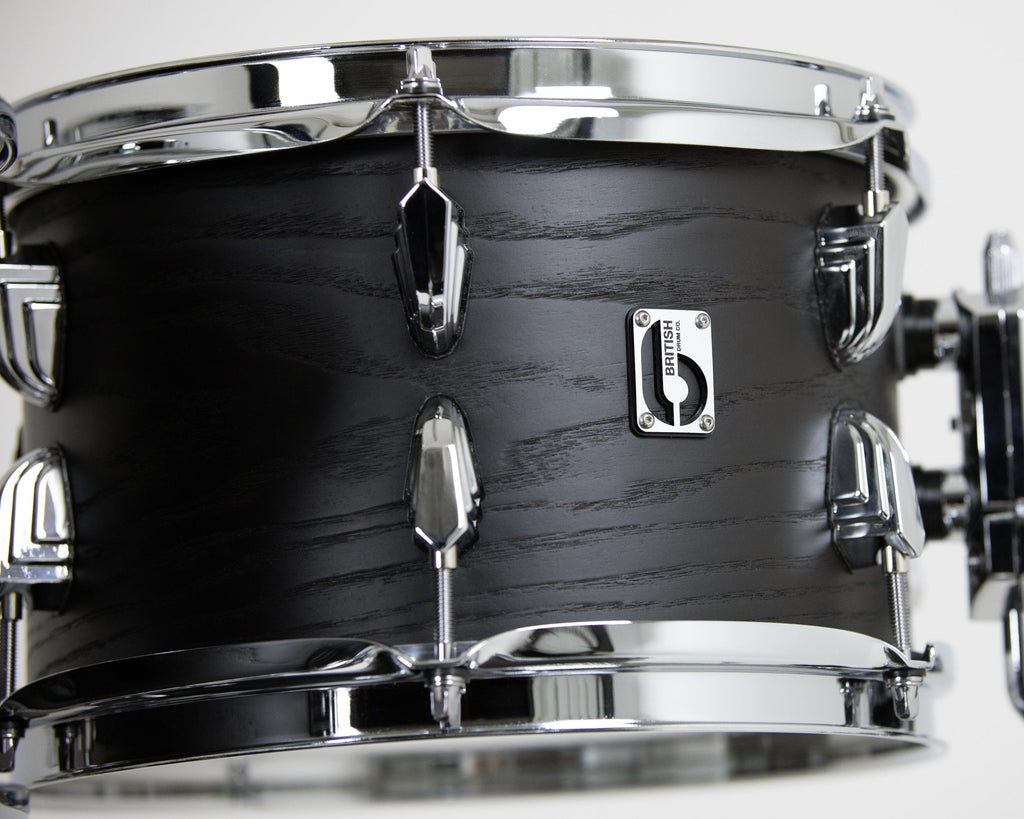 British Drum Co. Raven Series Club 22 Drum Kit - 3pc Birch Shell Pack - Black Ash Satin - Ploutone
