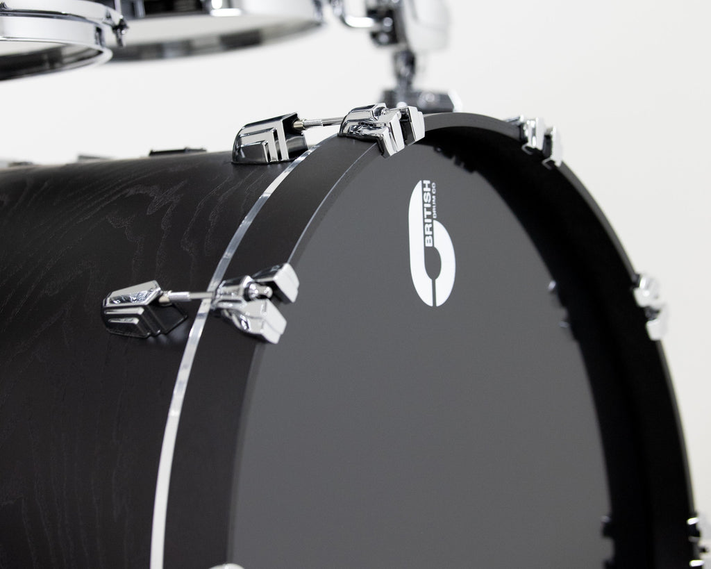 British Drum Co. Raven Series Club 22 Drum Kit - 3pc Birch Shell Pack - Black Ash Satin - Ploutone