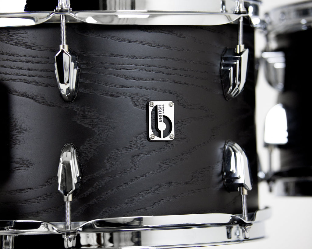 British Drum Co. Raven Series Club 22 Drum Kit - 3pc Birch Shell Pack - Black Ash Satin - Ploutone